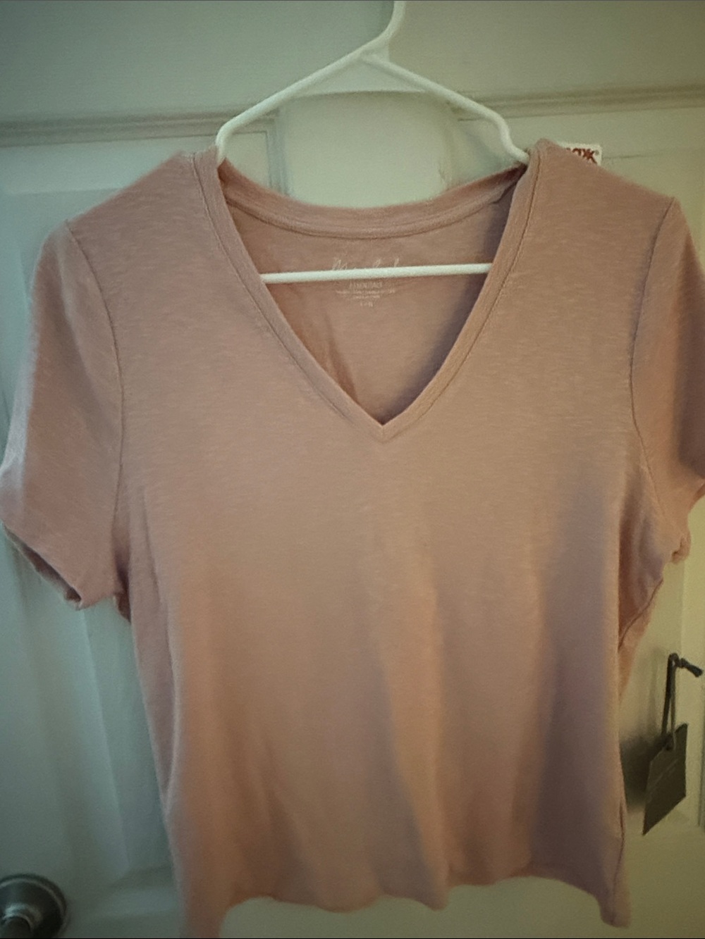 Marled V-Neck Short Sleeve Tee in Dusty Pink